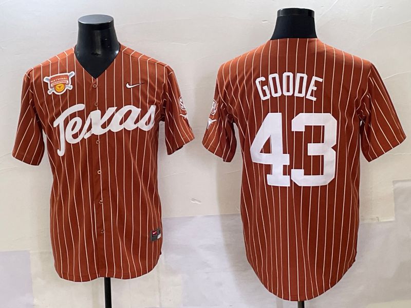 Men 2025 Texas Longhorns #43 Goode Brown stripe Joint Name Nike NCAA Jersey style 14->ncaa teams->NCAA Jersey